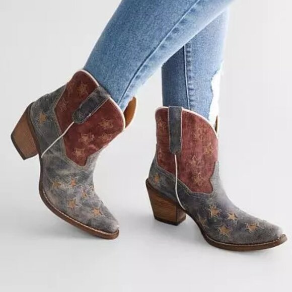 NWT! AwESoME DINGO Liberty CoWGirL Western Leather Ankle Boot Booties 6.5 - Picture 1 of 9